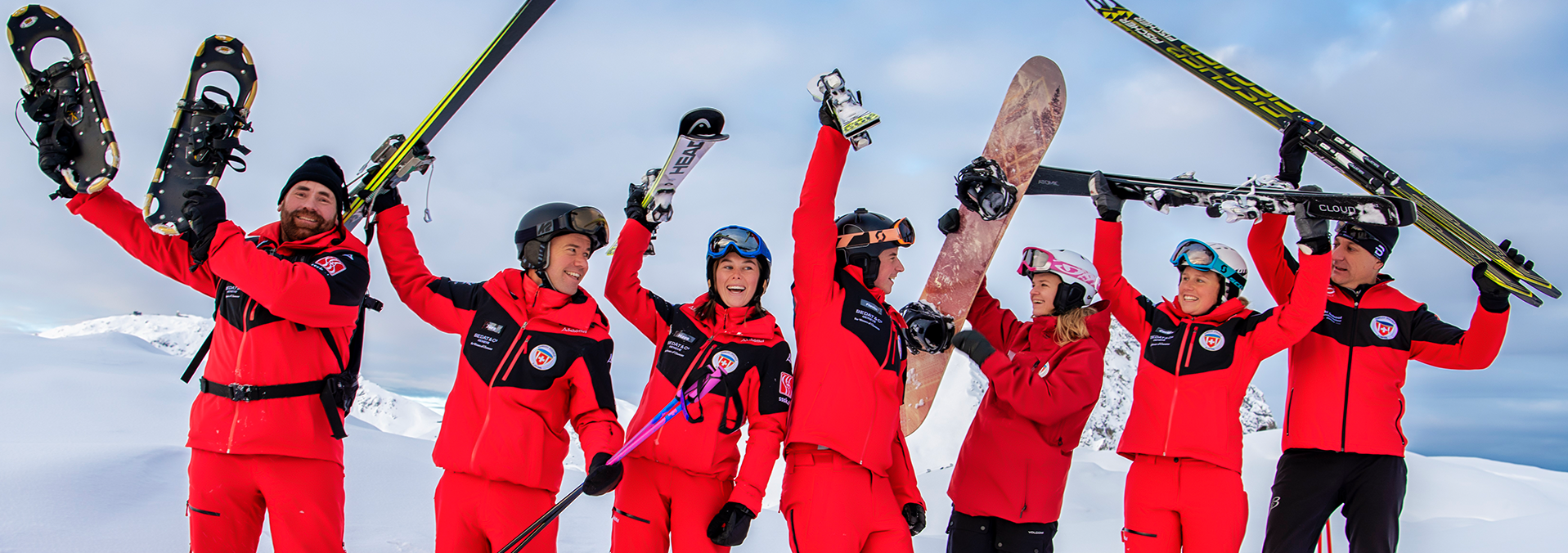 Team der Skischule Klosters auf der Piste 