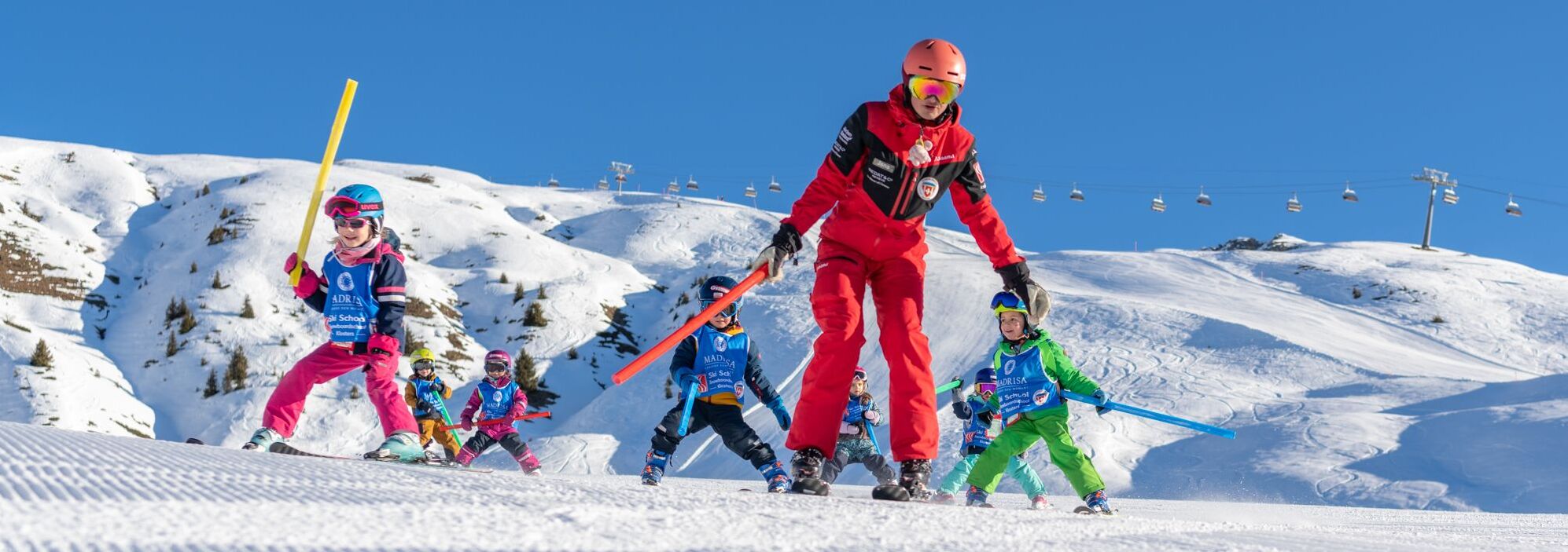 Children's ski course at the Klosters Ski School 